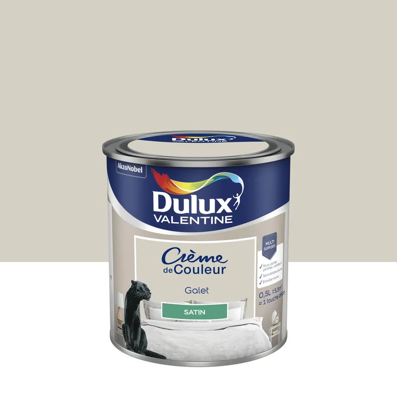 Offre Spéciale Peinture Crème de Couleur Galet satin 500 ml - DULUX VALENTINE