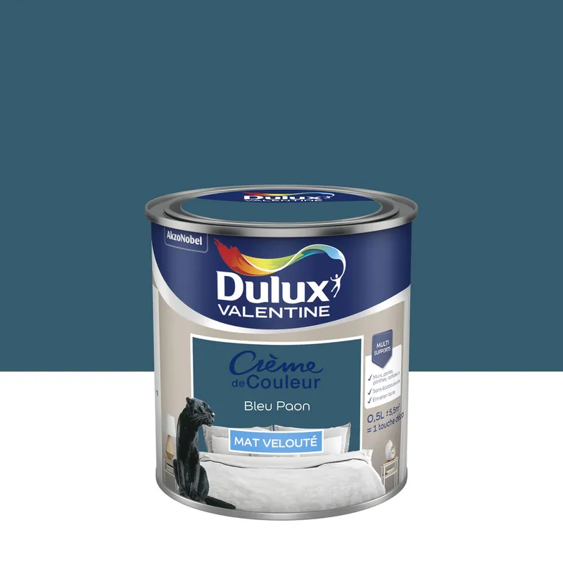Peinture Crème de Couleur Bleu Paon mat 500 ml - DULUX VALENTINE Dernier Modèle
