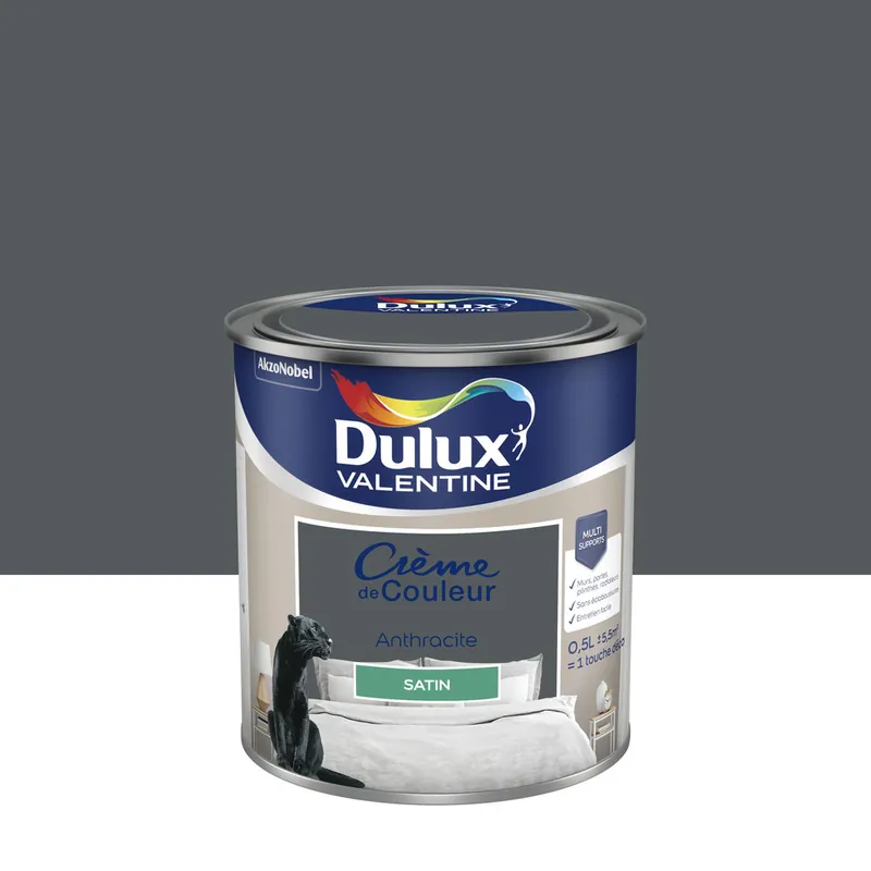 Peinture Crème de Couleur Anthracite satin 500 ml - DULUX VALENTINE Expédition Rapide