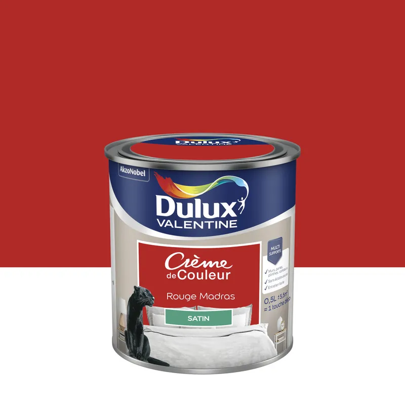 Peinture Crème de Couleur Rouge Madras satin 500 ml - DULUX VALENTINE Promotion Saisonnière