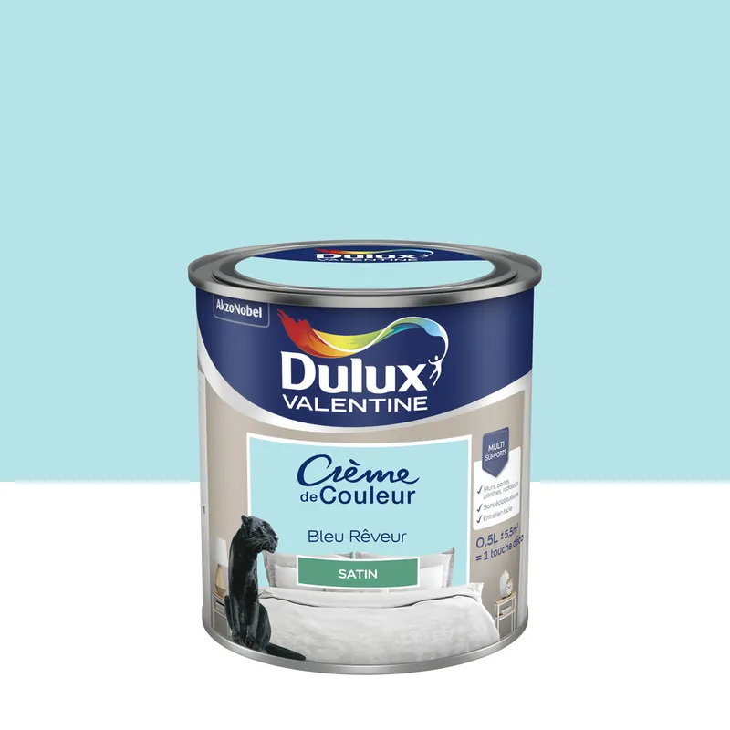 Peinture Crème de Couleur Bleu Rêveur satin 500 ml - DULUX VALENTINE Meilleure Vente