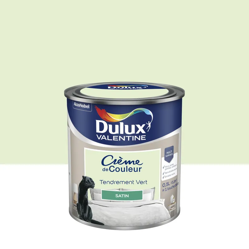 Nouvelle Collection Peinture Crème de Couleur Tendrement Vert satin 500 ml - DULUX VALENTINE