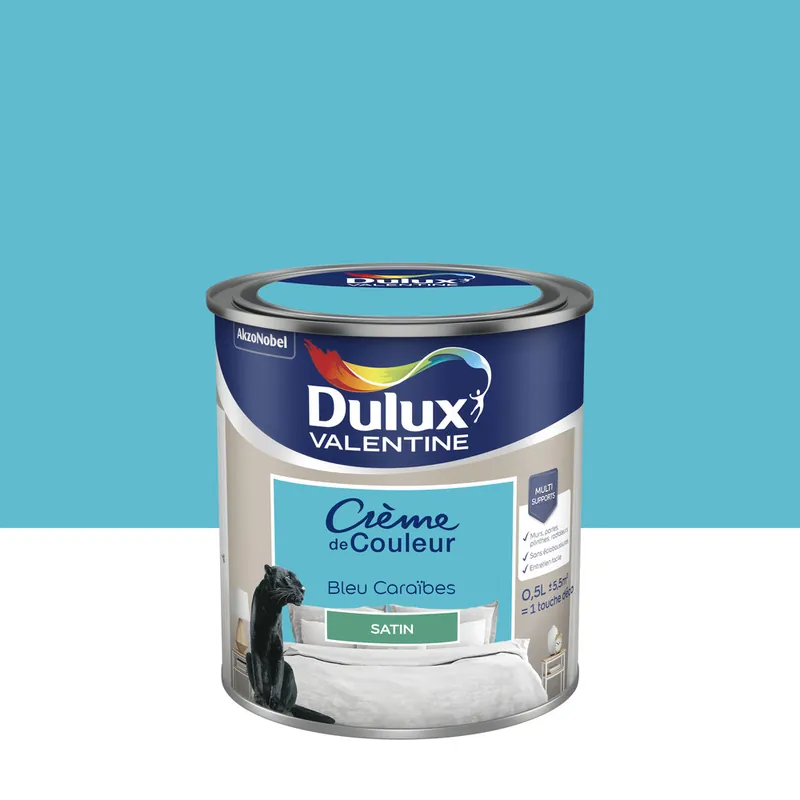 Must-Have Peinture Crème de Couleur Bleu Caraïbes satin 500 ml - DULUX VALENTINE