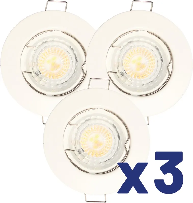 Must-Have Spots LED encastrables GU10 lumière blanc chaud Blanc par 3 - Quartz ARLUX