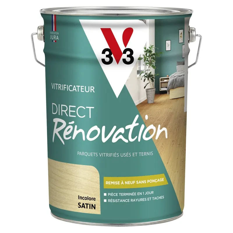 Commander Maintenant Vitrificateur Direct Rénovation incolore satin 5 l - V33
