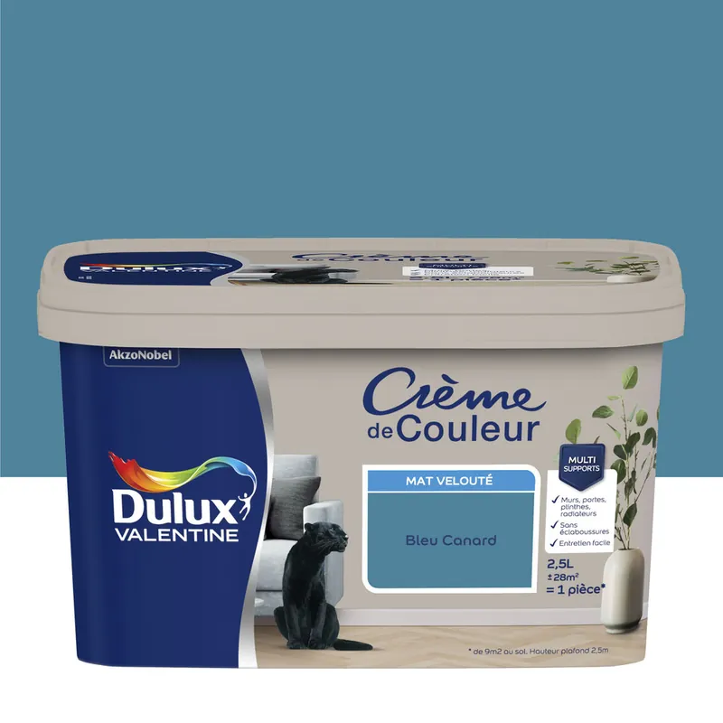 Peinture Crème de Couleur Bleu Canard mat 2,5 l - DULUX VALENTINE Dernière Chance