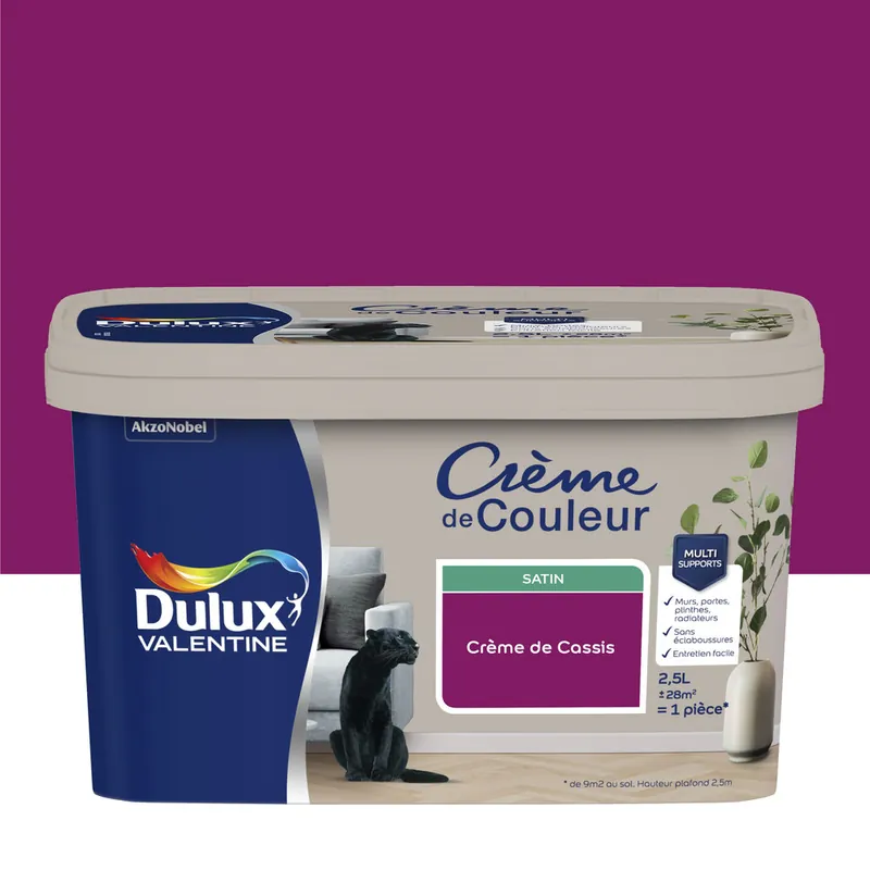 Peinture Crème de Couleur Crème de Cassis satin 2,5 l - DULUX VALENTINE Offre Exclusive