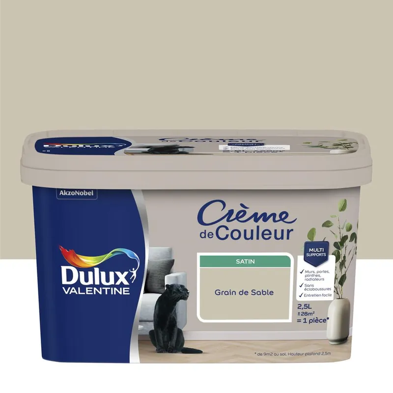 Peinture Crème de couleur Grain de Sable satin 2,5 l - DULUX Haute Qualité