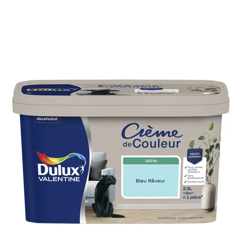 Peinture Crème de Couleur Bleu Rêveur satin 2,5 l - DULUX Promotion Saisonnière