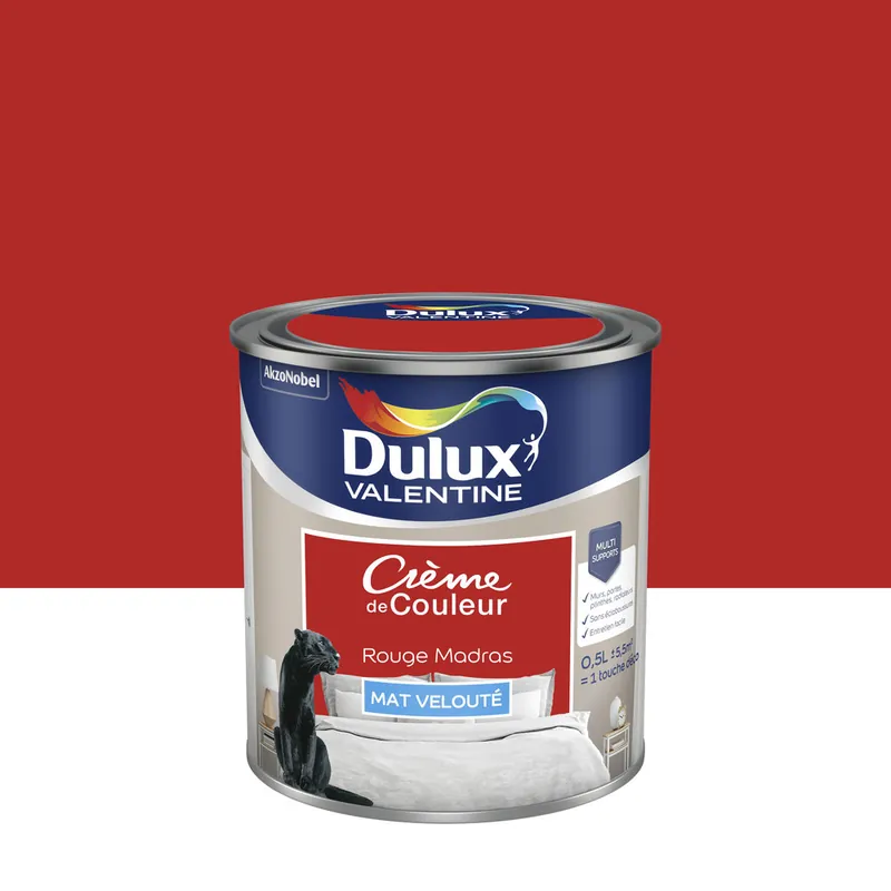 Nouvel Arrivage Peinture Crème de Couleur Rouge Madras mat 500 ml - DULUX VALENTINE