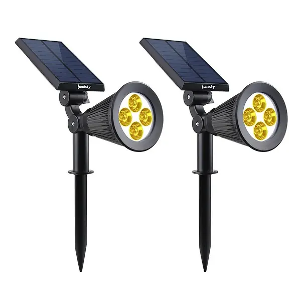 Dernière Chance 2 Spots solaires projecteurs SPIKY Blanc chaud 100LM LUMI JARDIN
