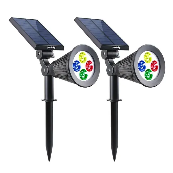 2 Spots solaires projecteurs SPIKY Multicolore 100LM LUMI JARDIN Offre Exclusive