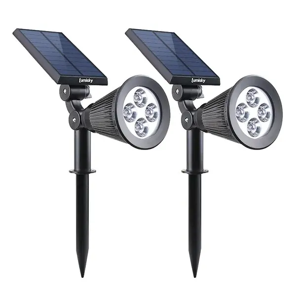 Bon Marché 2 Spots solaires projecteurs SPIKY Blanc froid 100LM LUMI JARDIN