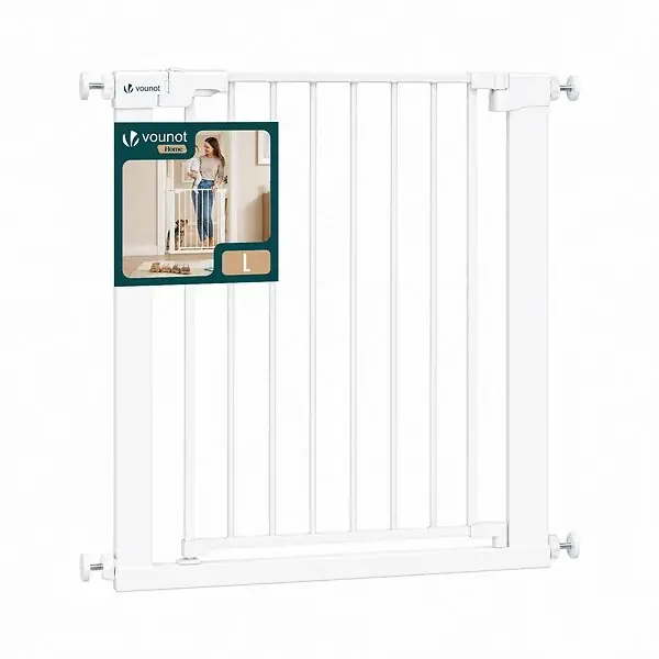 Barriere de securite a pression sans percage Largeur 75-82cm Metal blanc VOUNOT Soldes