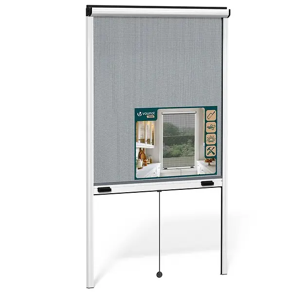Store moustiquaire pour fenetre enroulable et recoupable en aluminium L100 x H160 cm Blanc VOUNOT Solde