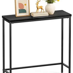Promotion Console table style industriel en metal et MDF 75x24x75 cm Noir VOUNOT
