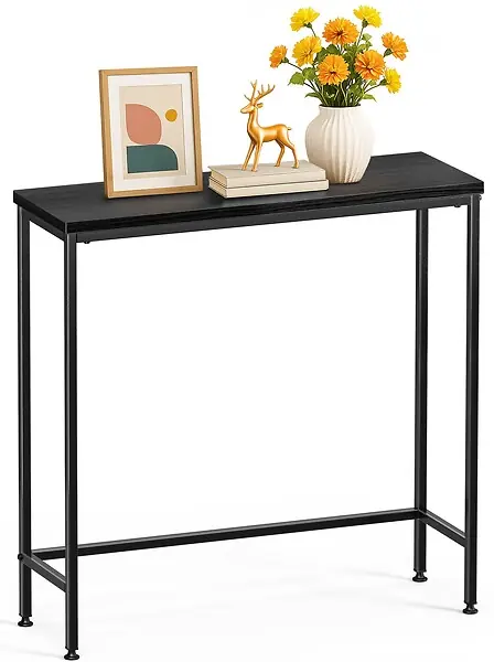 Promotion Console table style industriel en metal et MDF 75x24x75 cm Noir VOUNOT