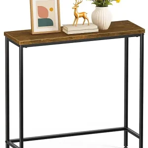Populaire Console table style industriel en metal et MDF 75x24x75 cm Marron VOUNOT