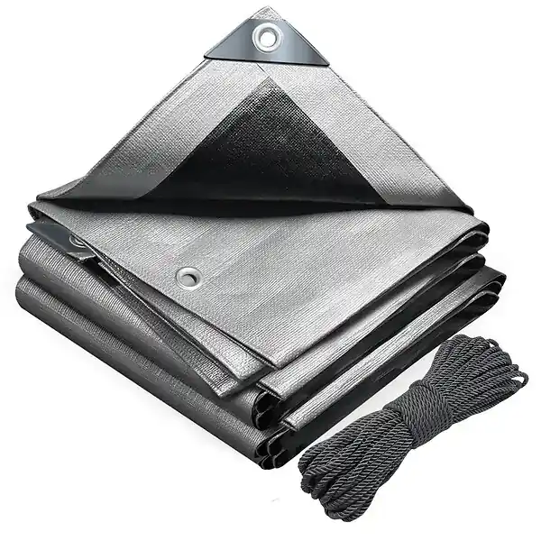 Acheter Direct Bâche de Protection en Polyéthylène resistant et impermeable 180g/m² gris et noir 4x6m VOUNOT