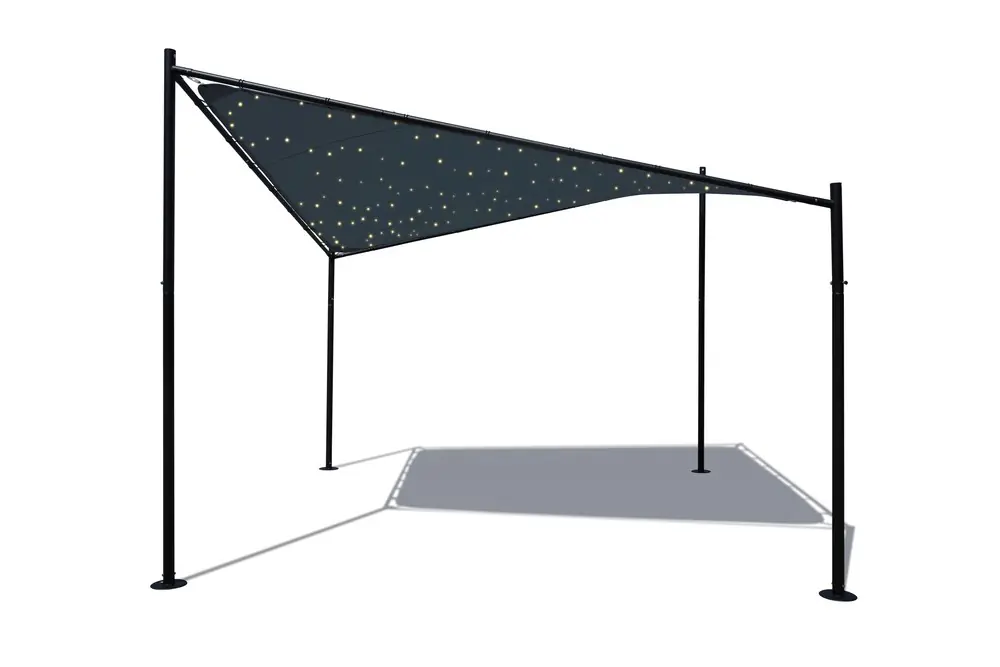 Vente Flash Tonnelle Belle de nuit avec voile LED gris anthracite 3,5 m x 3,5 m JARDILINE