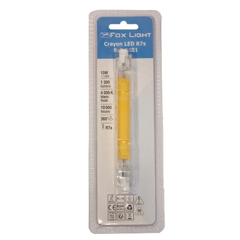 Ampoule LED crayon R7S 118mm 13W = 1300 lumens blanc neutre FOXLIGHT Acheter En Ligne
