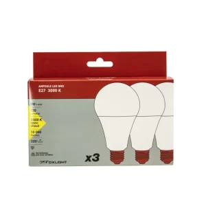 Satisfait Ou Remboursé Lot de 3 ampoules LED standard E27 9W = 720 lumens blanc chaud - FOXLIGHT