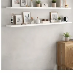 Tablettes mélaminées blanches 116,8 x 9 x 1,6 cm – Lot de 5 étagères murales peu profondes GD MENUISERIES Prix Promo
