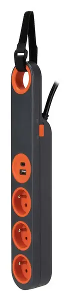 Bloc multiprise 3 prises 2USB LED - 4m - 3680W ZENITECH Usine Directe