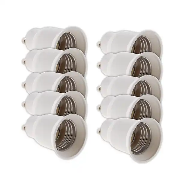 Promotion Saisonnière Lot de 10 adaptateurs de douille GU10 vers E27 à baïonnette - ampoules LED et halogènes - Blanc - Zenitech