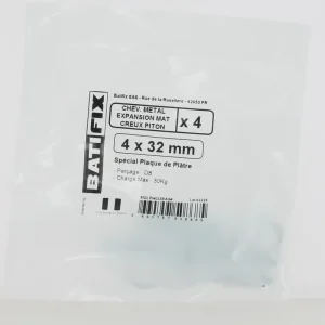 Chevilles métal expansion plaque de plâtre diamètre 4 x 32 mm avec pitons par 4 BATIFIX Satisfait Ou Remboursé