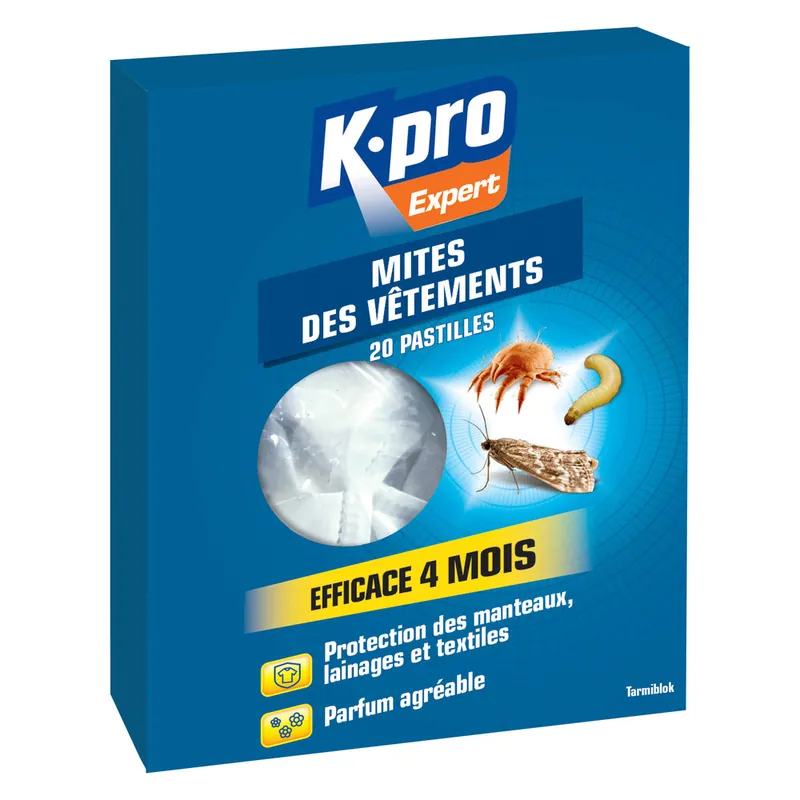 Anti-mites et larves pour vêtements en pastille par 20 - K-PRO Petit Prix