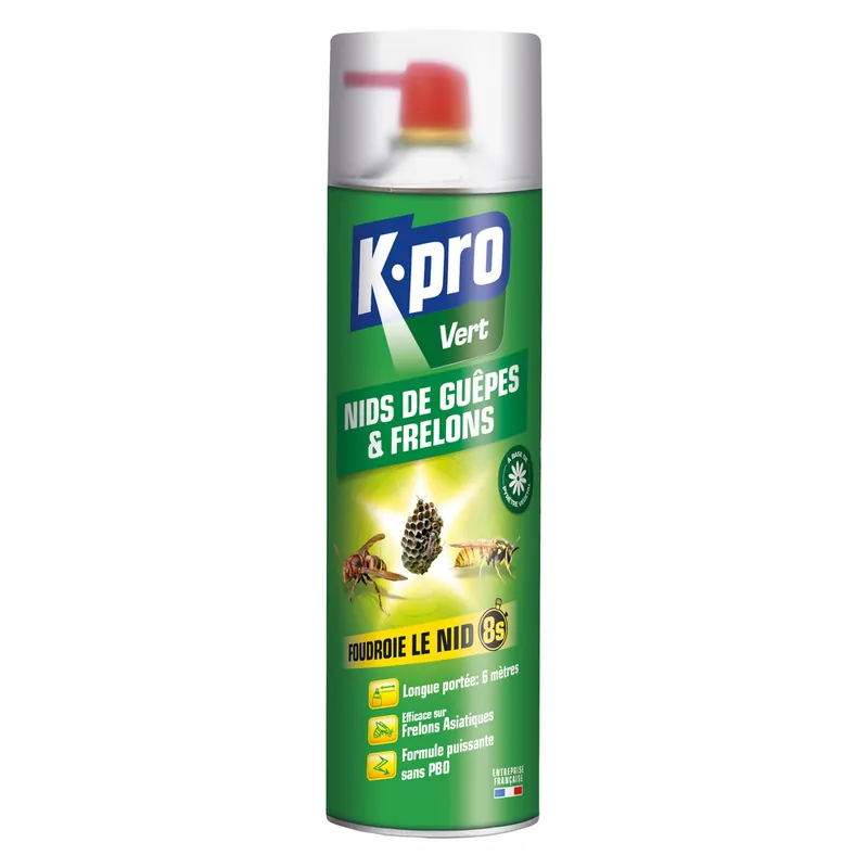 Seulement Aujourd'hui Insecticide destructeur nid de guêpes et frelons foudroyant 500ml - K-PRO VERT