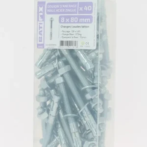 Goujons d‘ancrage Opt7 acier zingué 8 x 80 mm par 40 BATIFIX Petit Prix