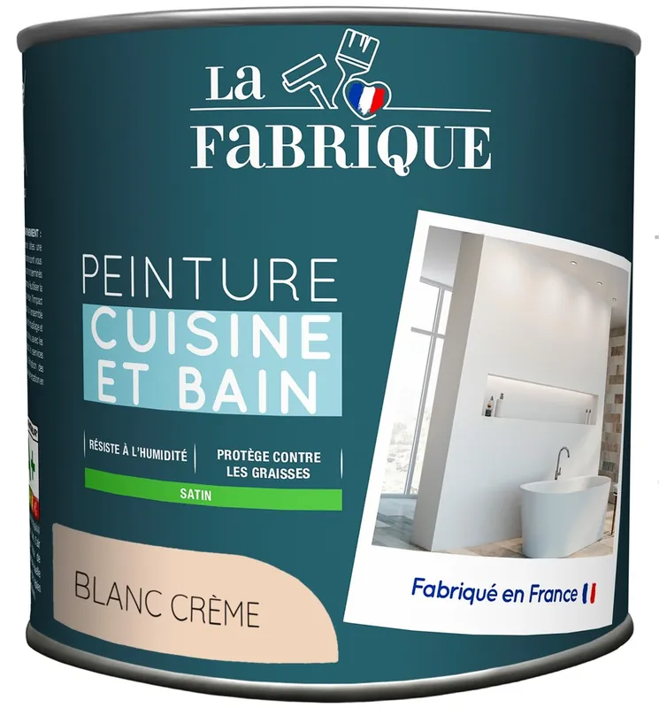 Peinture Cuisine & Bain Blanc Crème satin 0,5 l - LA FABRIQUE Paiement Sécurisé