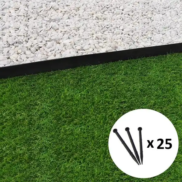 Bordure de jardin droite noire - 4,5 cm x 5 mètres avec 25 piquets d‘ancrage GT GARDEN Meilleure Vente