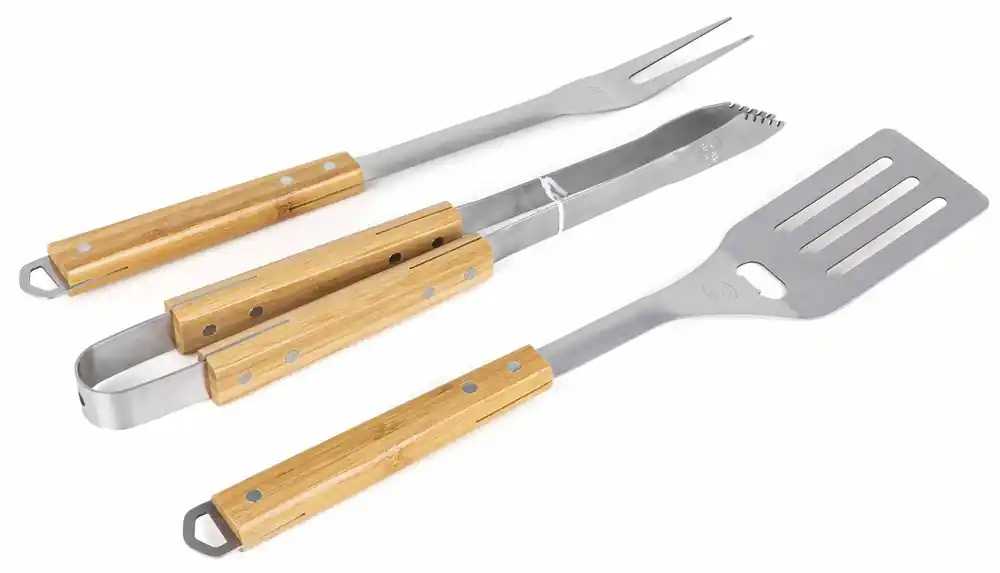 Top Vente Coffret de 3 accessoires de cuisson pour barbecue avec manche en bambou SOMAGIC