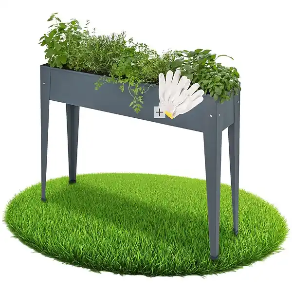 Offre Limitée Carré Potager sur pied CALENDULA avec trou de drainage 98,5x26x82,5cm gris anthracite TECTAKE