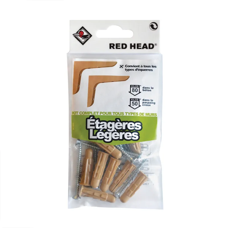 Chevilles crantées Grapex kit étagères légères RED HEAD Seulement Aujourd'hui