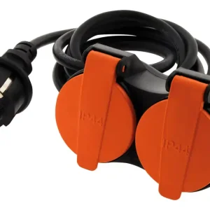 Rallonge électrique extérieur IP44 5m 2 prises 3G1,5 noir/ orange ZENITECH Acheter Direct