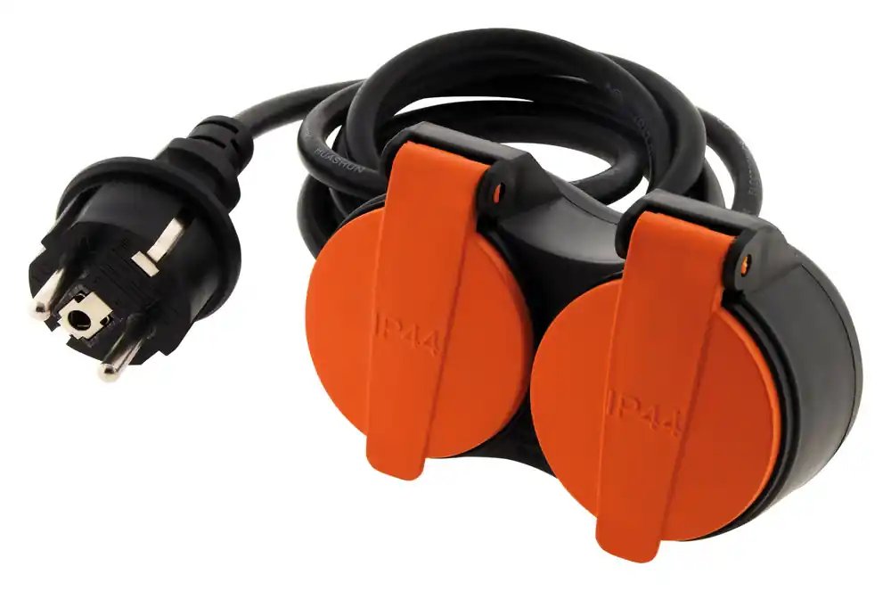 Rallonge électrique extérieur IP44 5m 2 prises 3G1,5 noir/ orange ZENITECH Acheter Direct