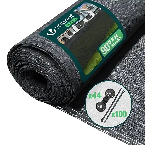 Meilleur Choix Brise vue occultant en HDPE 90g/m² 1x20m avec attaches de fixation anthracite VOUNOT