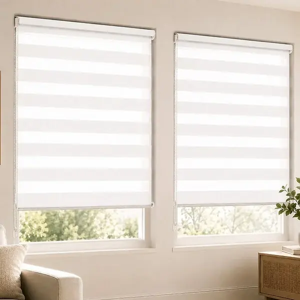 Lot de 2 Store enrouleur jour nuit double 90x150cm Blanc VOUNOT Prix Bas