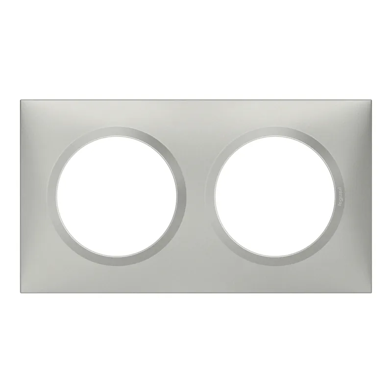 Prix Réduit Plaque carrée 2 postes aluminium Dooxie LEGRAND