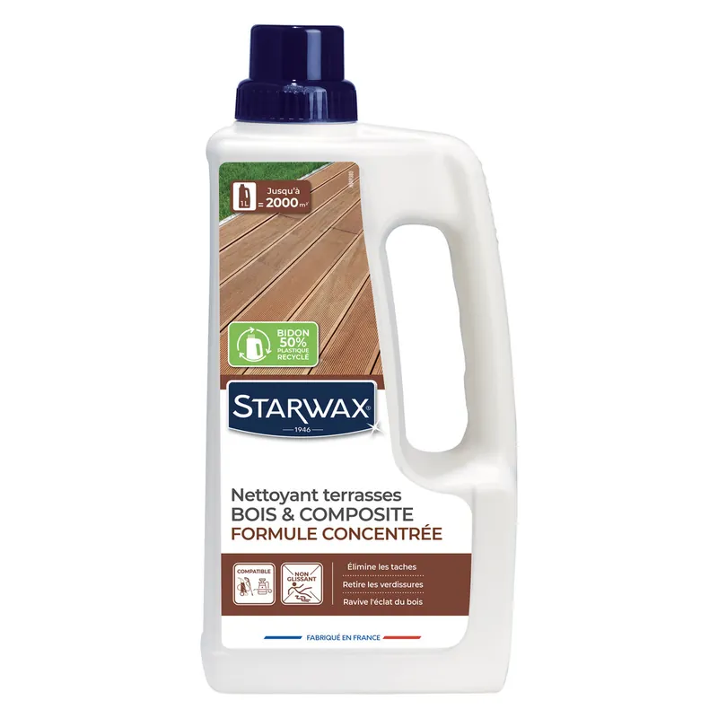 Vente Directe Nettoyant Raviveur terrasses bois ou composite formule concentrée 1 l STARWAX