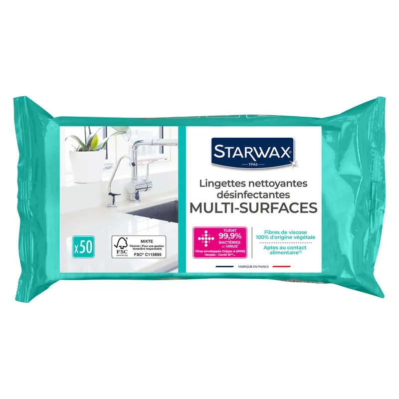 Lingettes nettoyantes désinfectantes multi usages STARWAX Commander Vite