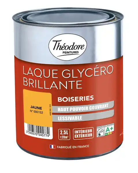 Prix Bas Peinture laque glycéro - Blanc - Brillant - Boiseries - 2,5L THEODORE PEINTURES