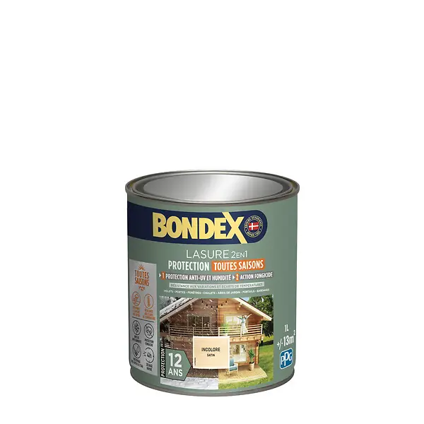 Affaire À Saisir Lasure bois Protection Extrême 12 Ans - Incolore - 1L BONDEX