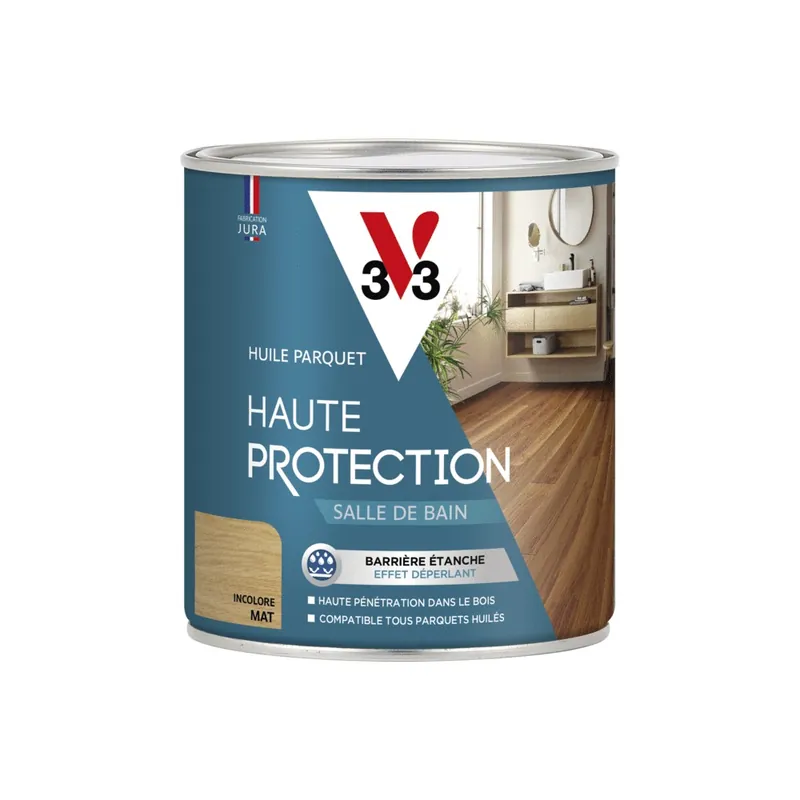 Huile parquet Haute Protection salle de bain incolore mat 750 ml - V33 Super Prix