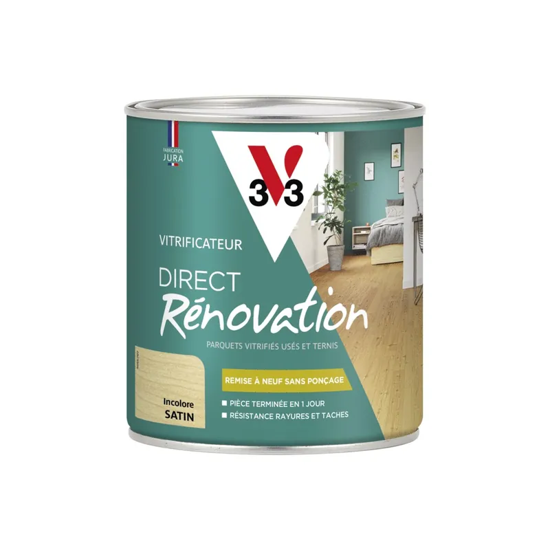 Vitrificateur Direct Rénovation incolore satin 750 ml - V33 Quantité Limitée