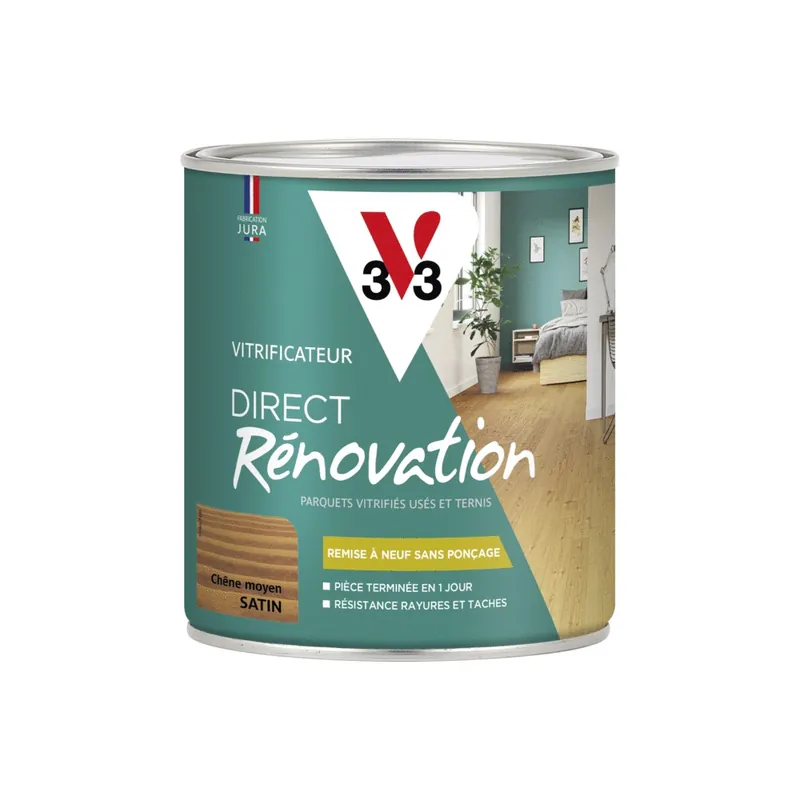 Livraison Express Vitrificateur Direct Rénovation chêne moyen satin 750 ml - V33
